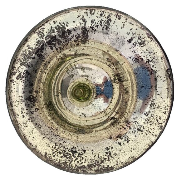 Vintage Green Glass Compote Dish, 7" Tall x 10" Wide Pedestal Bowl Decorative - Picture 5 of 8